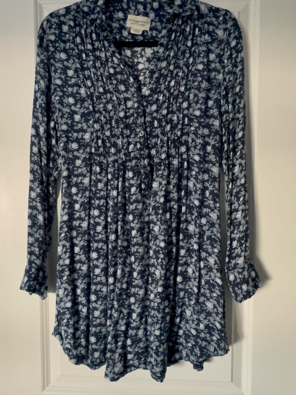 Denim & Supply Ralph Lauren Blue Floral Pintuck mini dress